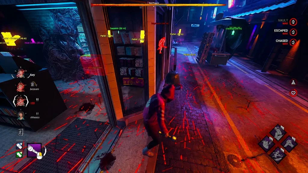 Aimbot assist overlay during a Dead by Daylight raid